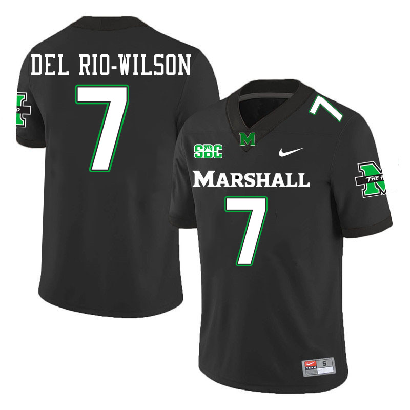 Marshall Thundering Herd #7 Carlos Del Rio-Wilson College Football Jerseys Stitched-Black